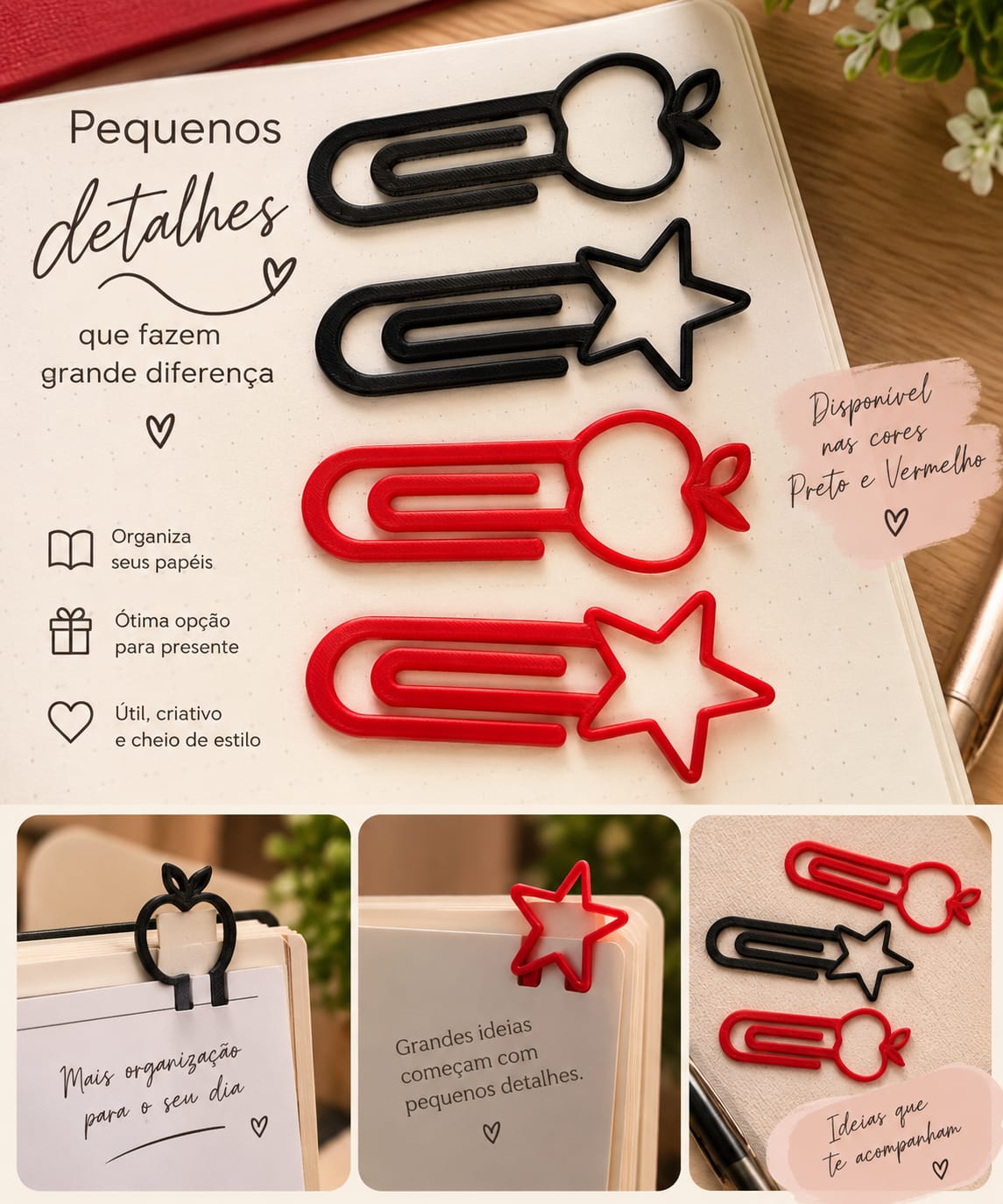 2 CLIPS DECORATIVO - MAÇA E ESTRELA